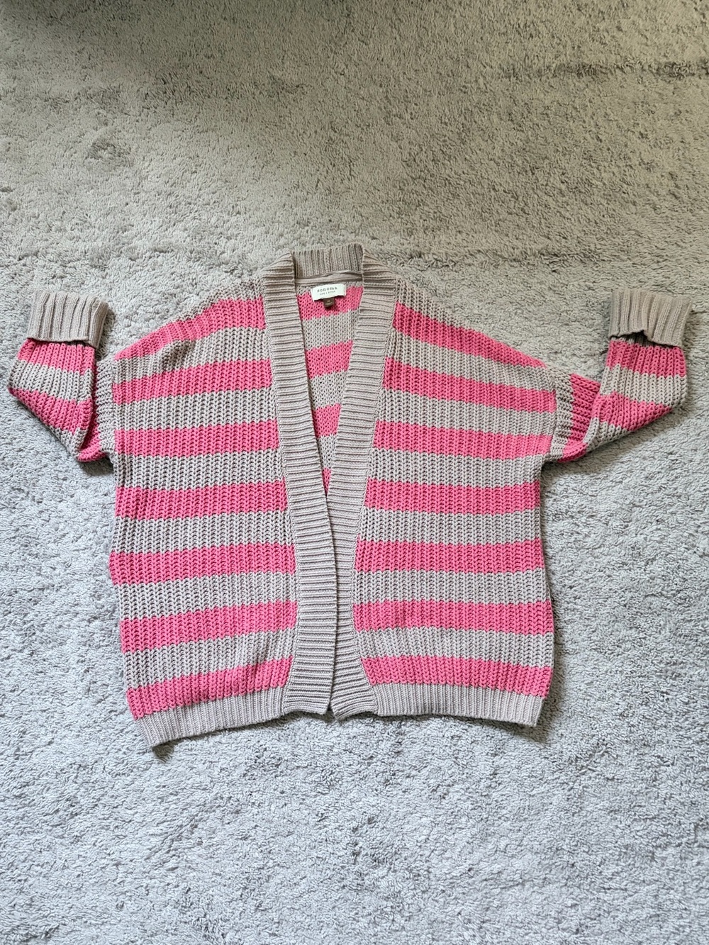 Striped Open-Front Cardigan Sweater